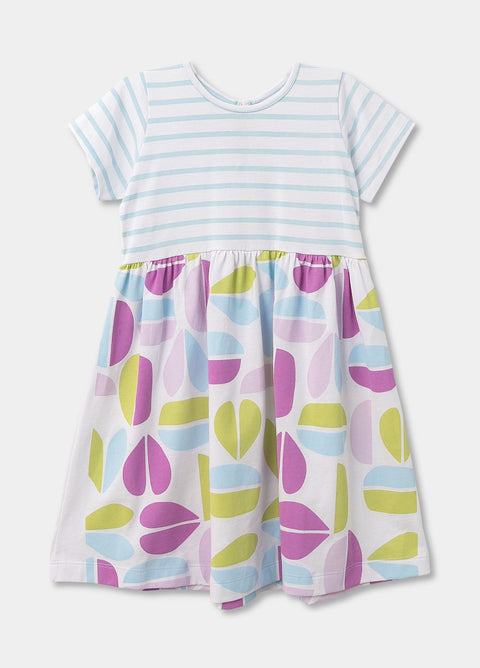 Vestido Para Bebé Niña Preteñido de Rayas y Figuras Geométricas
