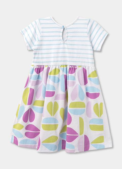 Vestido Para Bebé Niña Preteñido de Rayas y Figuras Geométricas