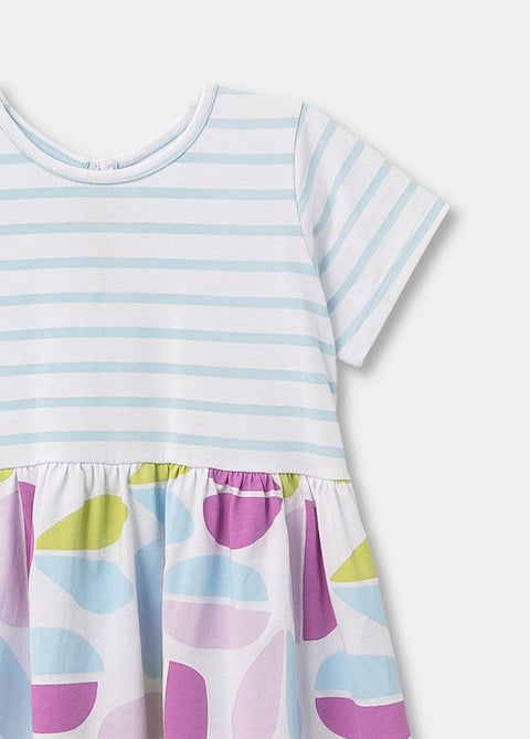 Vestido Para Bebé Niña Preteñido de Rayas y Figuras Geométricas