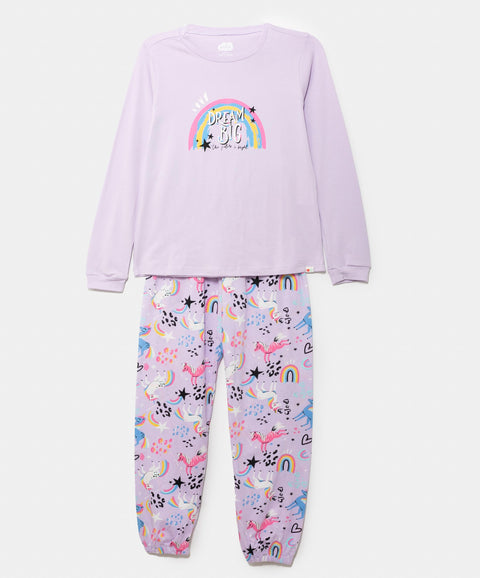 Pijama Manga Larga Para Niña En Licra Color Lila