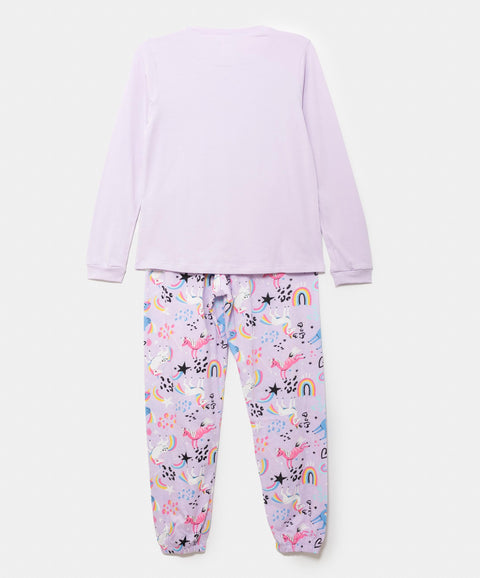 Pijama Manga Larga Para Niña En Licra Color Lila