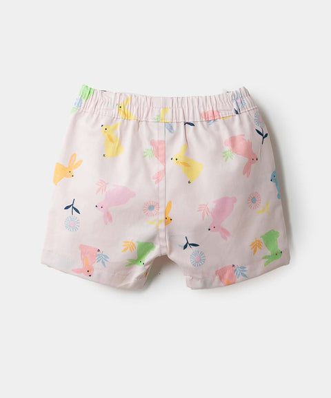 Short Estampado Para Bebé Niña En Twill Color Rosado