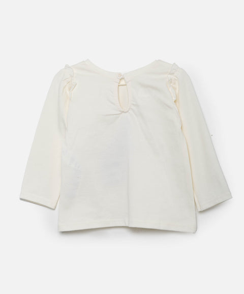 Camiseta Manga Larga Para Recién Nacida En Licra Color Marfil