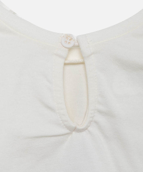 Camiseta Manga Larga Para Recién Nacida En Licra Color Marfil