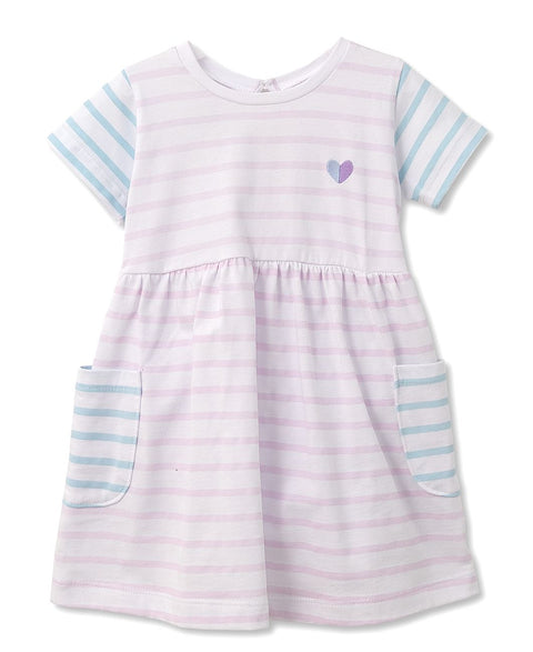 Vestido Para Recién Nacida Preteñido De Rayas Lila