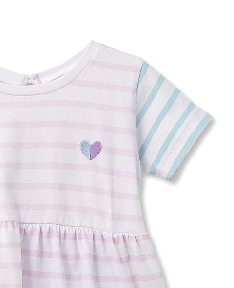 Vestido Para Recién Nacida Preteñido De Rayas Lila