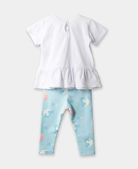 Conjunto De Camiseta Y Leggings Para Recién Nacida En Licra Color Blanco