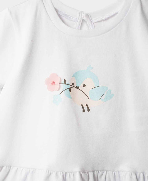Conjunto De Camiseta Y Leggings Para Recién Nacida En Licra Color Blanco