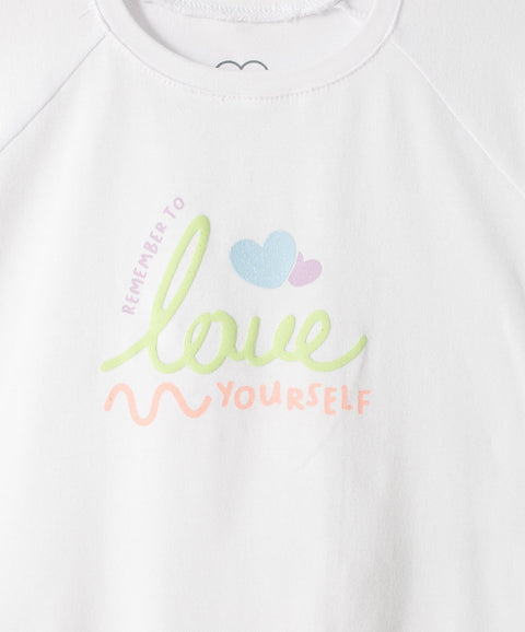 Camiseta Manga Corta Para Bebé Niña En Licra Color Blanco