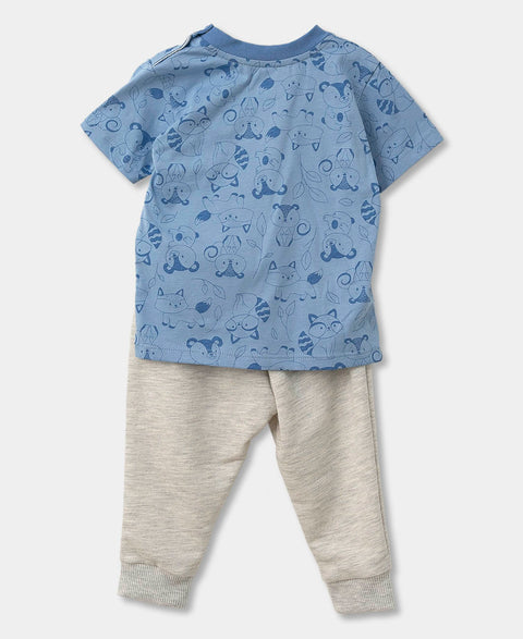 Conjunto Camiseta Pantalón Deportivo Para Recién Nacido En Tela Suave Color Azul