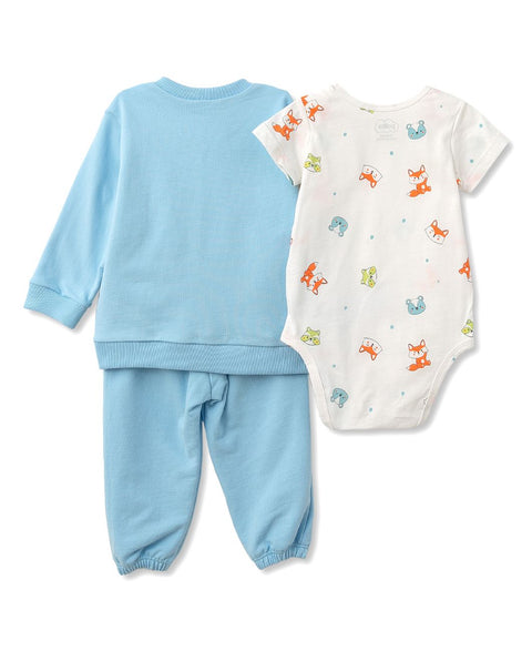 Set X 3 Para Recién Nacido En Burda Color Azul Claro
