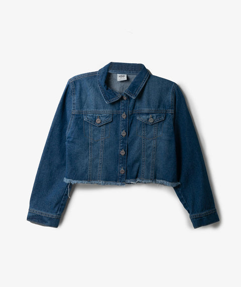 Chaqueta Para Niña En Denim Color Índigo