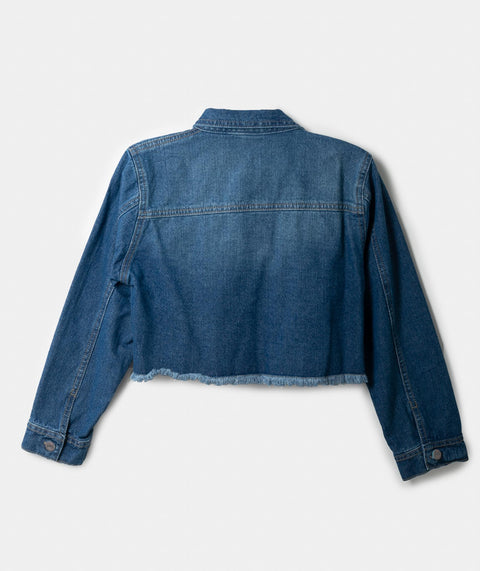 Chaqueta Para Niña En Denim Color Índigo