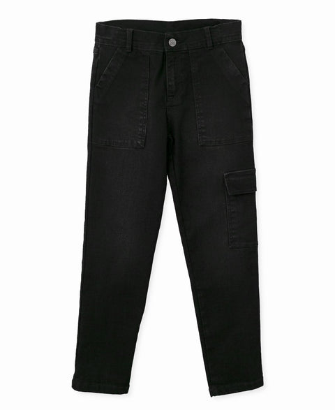 Jean Cargo Para Niño En Denim Color Negro