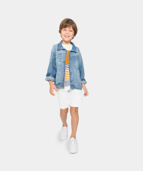 Chaqueta Para Niño En Denim Color Índigo