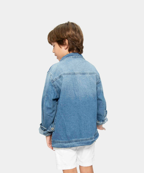 Chaqueta Para Niño En Denim Color Índigo