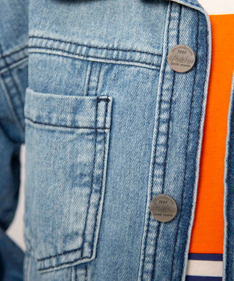 Chaqueta Para Niño En Denim Color Índigo