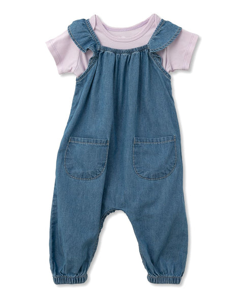Conjunto De Body Y Overol Para Recién Nacida En Tela Suave Color Índigo
