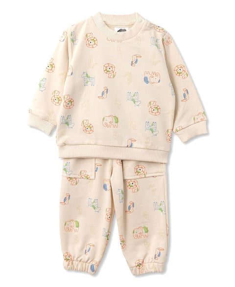 Set X 2 Para Recién Nacido En Burda Estampada Color Marfil