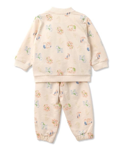 Set X 2 Para Recién Nacido En Burda Estampada Color Marfil