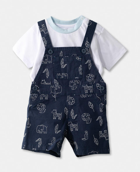 Conjunto De Camiseta Y Overol Para Recién Nacido En Tela Suave Color Azul