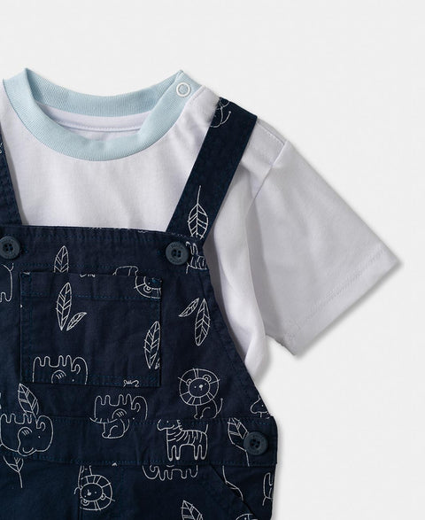 Conjunto De Camiseta Y Overol Para Recién Nacido En Tela Suave Color Azul