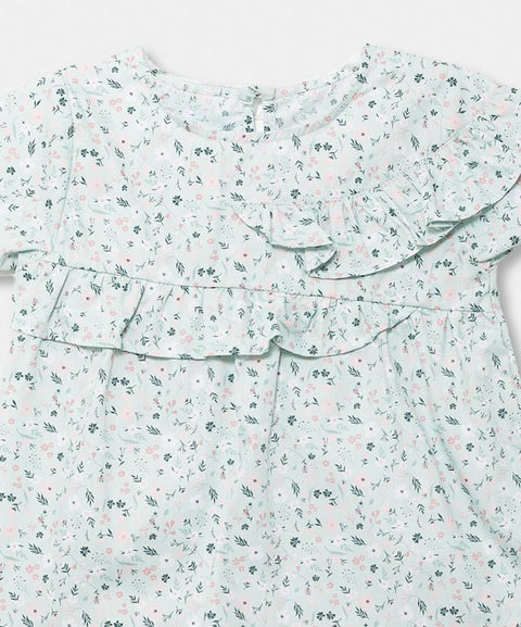 Conjunto De Short Y Blusa Para Bebé Niña En Tela Popelina Color Verde