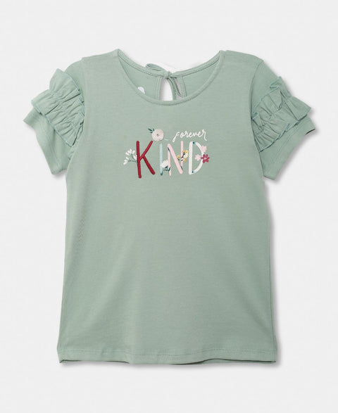Camiseta Manga Corta Para Bebe Niña En Licra Color Verde