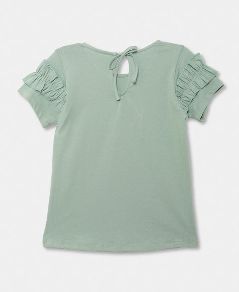 Camiseta Manga Corta Para Bebe Niña En Licra Color Verde