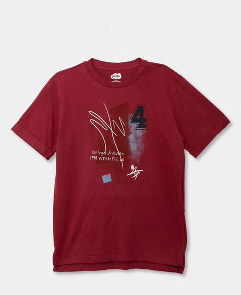 Camiseta Manga Corta Para Niño En Tela Suave Color Vino