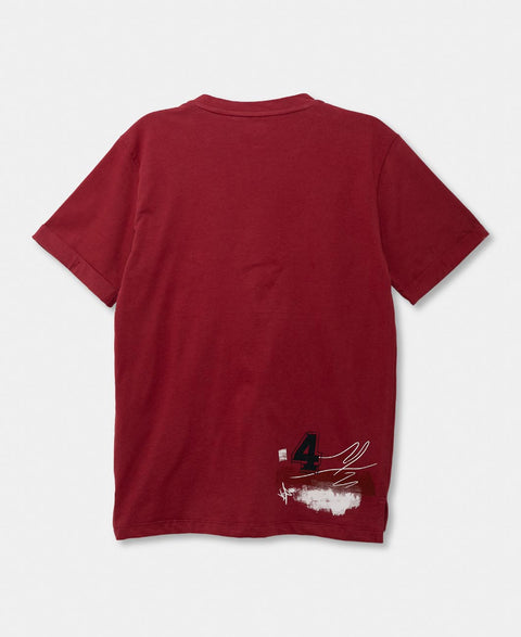 Camiseta Manga Corta Para Niño En Tela Suave Color Vino