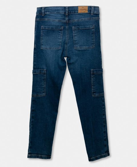 Jean Para Niño En Denim Color Índigo Con Bolsillos Funcionales