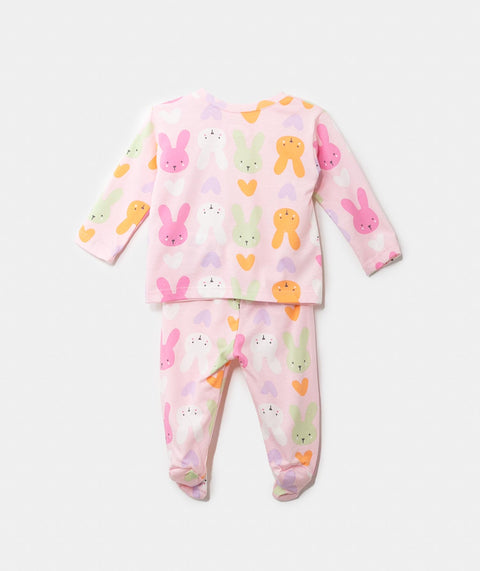 Pijama Manga Larga Para Recién Nacida En Tela Suave Color Rosado