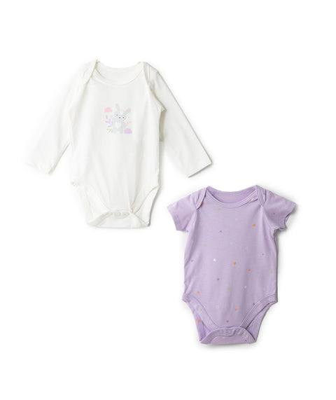 Set Body X 2  Para Recién Nacida En Tela Suave Color Lila