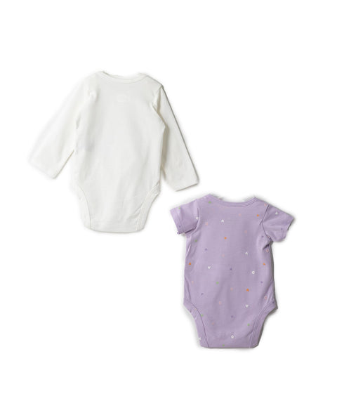 Set Body X 2  Para Recién Nacida En Tela Suave Color Lila