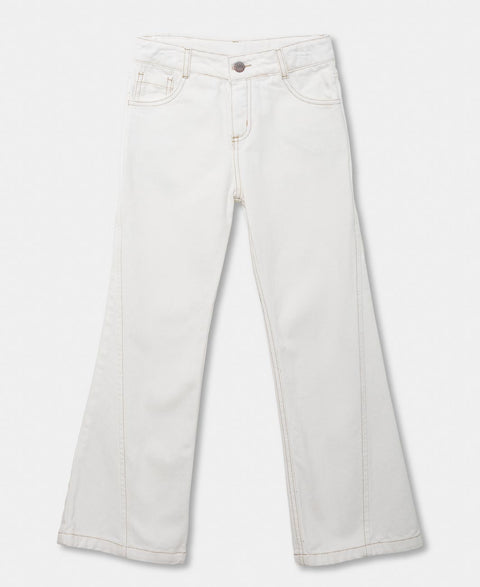 Pantalón Wide Leg Para Niña En Denim Color Crudo