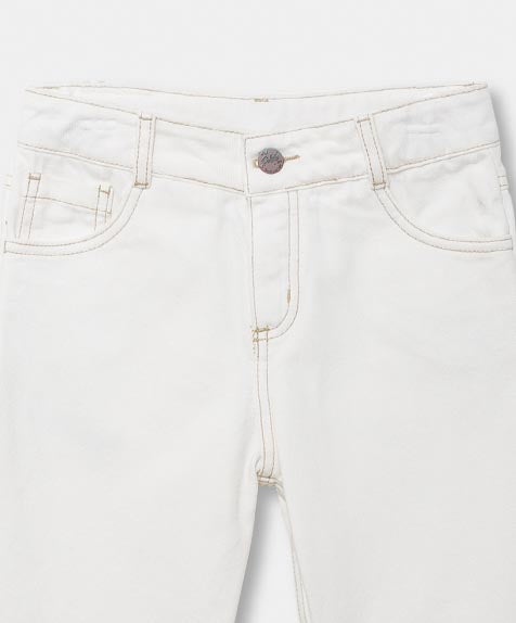 Pantalón Wide Leg Para Niña En Denim Color Crudo