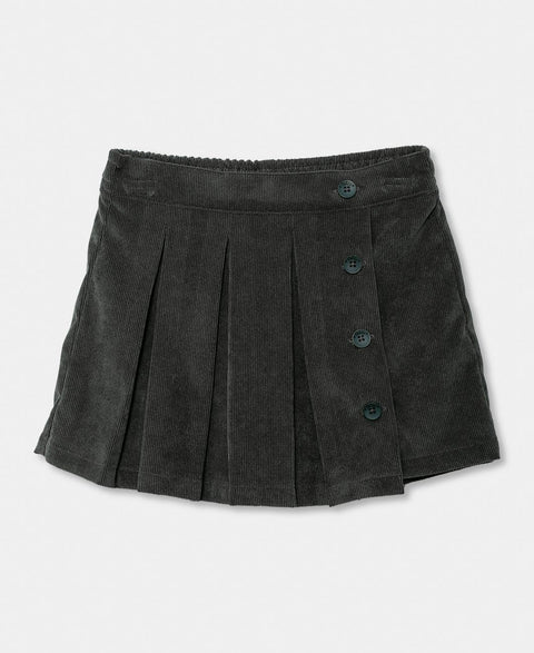 Falda Short Para Niña En Corduroy Color Verde Oscuro