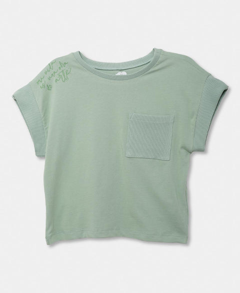 Camiseta Casual Para Niña Manga Corta En Licra Color Verde