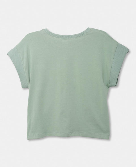 Camiseta Casual Para Niña Manga Corta En Licra Color Verde