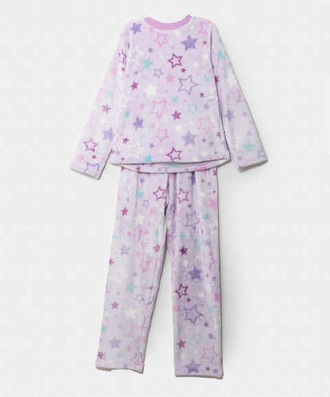 Pijama Manga Larga Para Niña En Peluche Color Lila