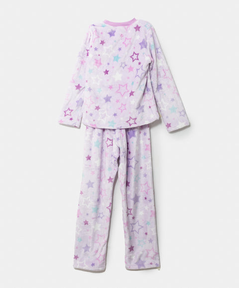 Pijama Manga Larga Para Niña En Peluche Color Lila