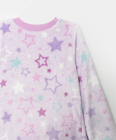 Pijama Manga Larga Para Niña En Peluche Color Lila