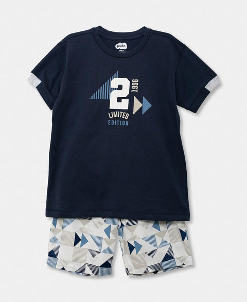 Conjunto De Bermuda Para Bebé Niño En Tela Suave Color Azul Y Marfil