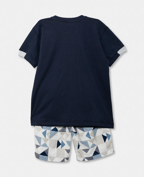 Conjunto De Bermuda Para Bebé Niño En Tela Suave Color Azul Y Marfil