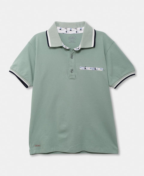 Camiseta Tipo Polo Para Bebé Niño En Algodón Color Verde