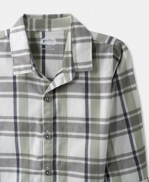 Camisa Leñadora Para Bebe Niño Color Verde