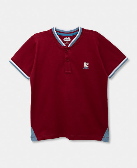 Camiseta Tipo Henley Para Bebé Niño En Algodón Color Vino