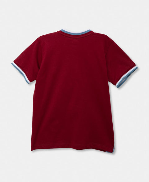 Camiseta Tipo Henley Para Bebé Niño En Algodón Color Vino