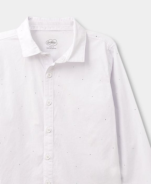 Camisa Manga Larga Para Niño Popelina Aquarius Color Blanco